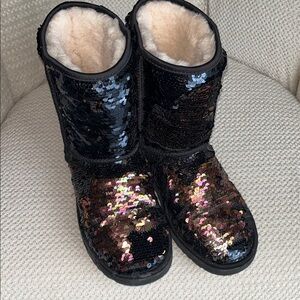 UGG Black and Multicolor Sequin Boots